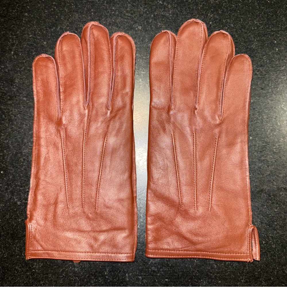 Like New J Crew Mercantile Flannel Lined Leather Gloves size M